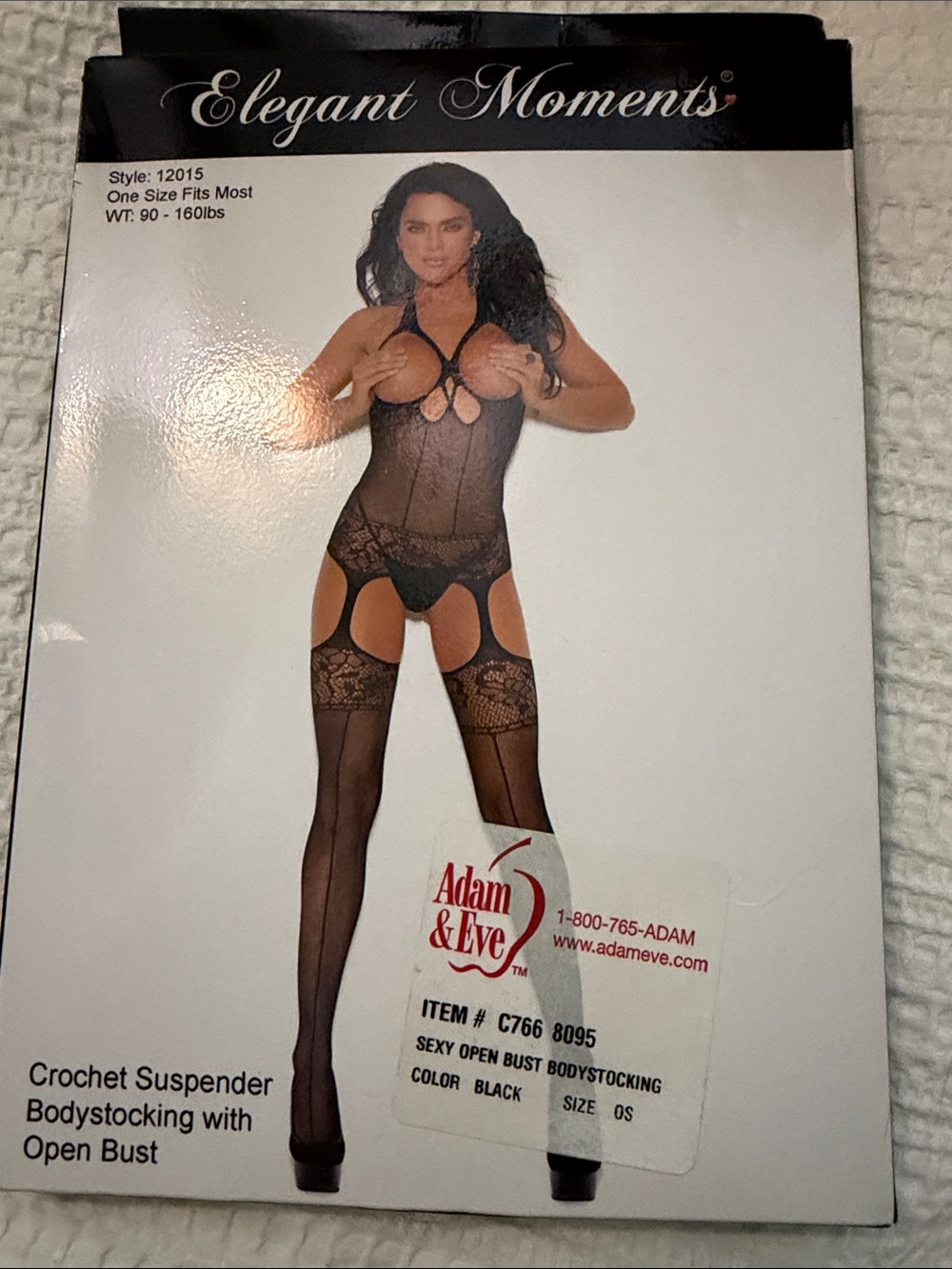Elegant Moments Black Crochet Suspender Bodystocking
